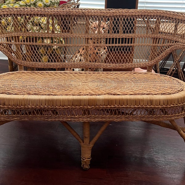 Vintage MCM rare wicker loveseat