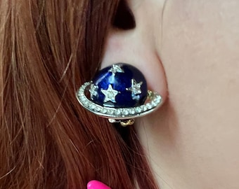 Vintage 80s/90s Saturn clip on earrings
