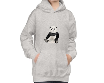Kids Panda Hoodie Handsketched Handmade Kangaroo Pouch black blue pink grey XS to XL