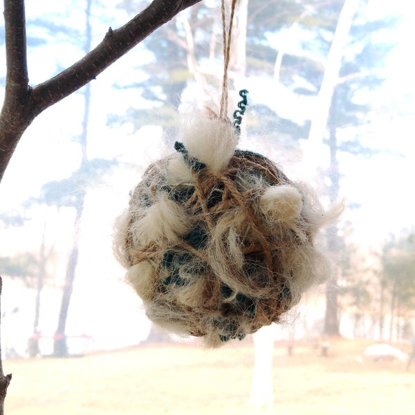 Alpaca Bird Nesting Ball Gift for Bird Lovers Bird Watching Natural Upcycled Wool Alpaca Fibers Star Shape Heart Shape Mother's Day Gift