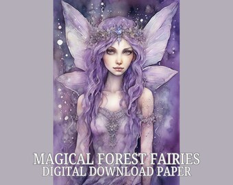 Magical Forest Fairies Digital Paper | Printable | Junk Journal Paper | Journal Paper | Scrapbook Paper | Fairy Paper | Digital Download
