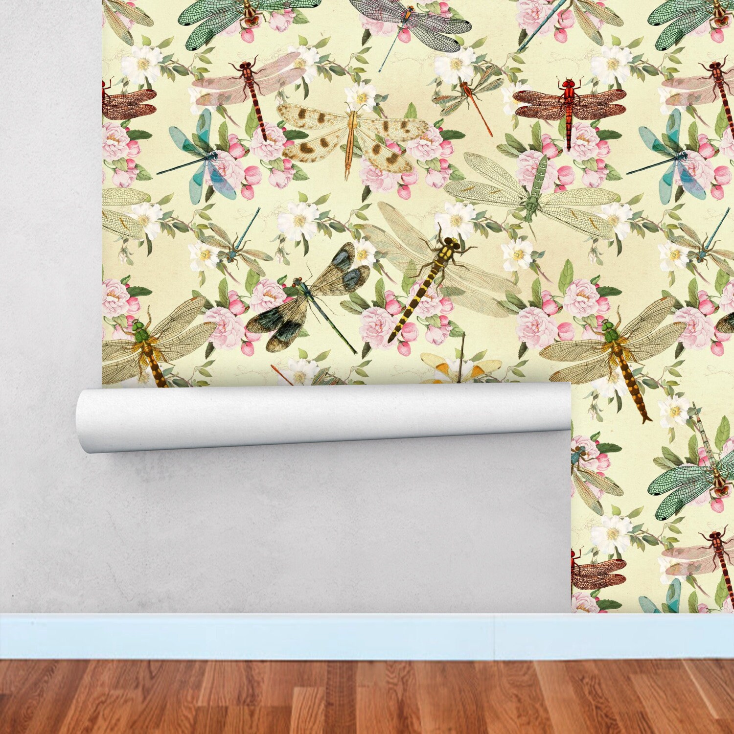 Vintage Dragonfly Wallpaper, Peel and Stick Wallpaper, Dragonfly Wall