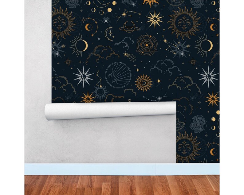 Dark Celestial Wallpaper Peel and Stick Wallpaper Galaxy - Etsy