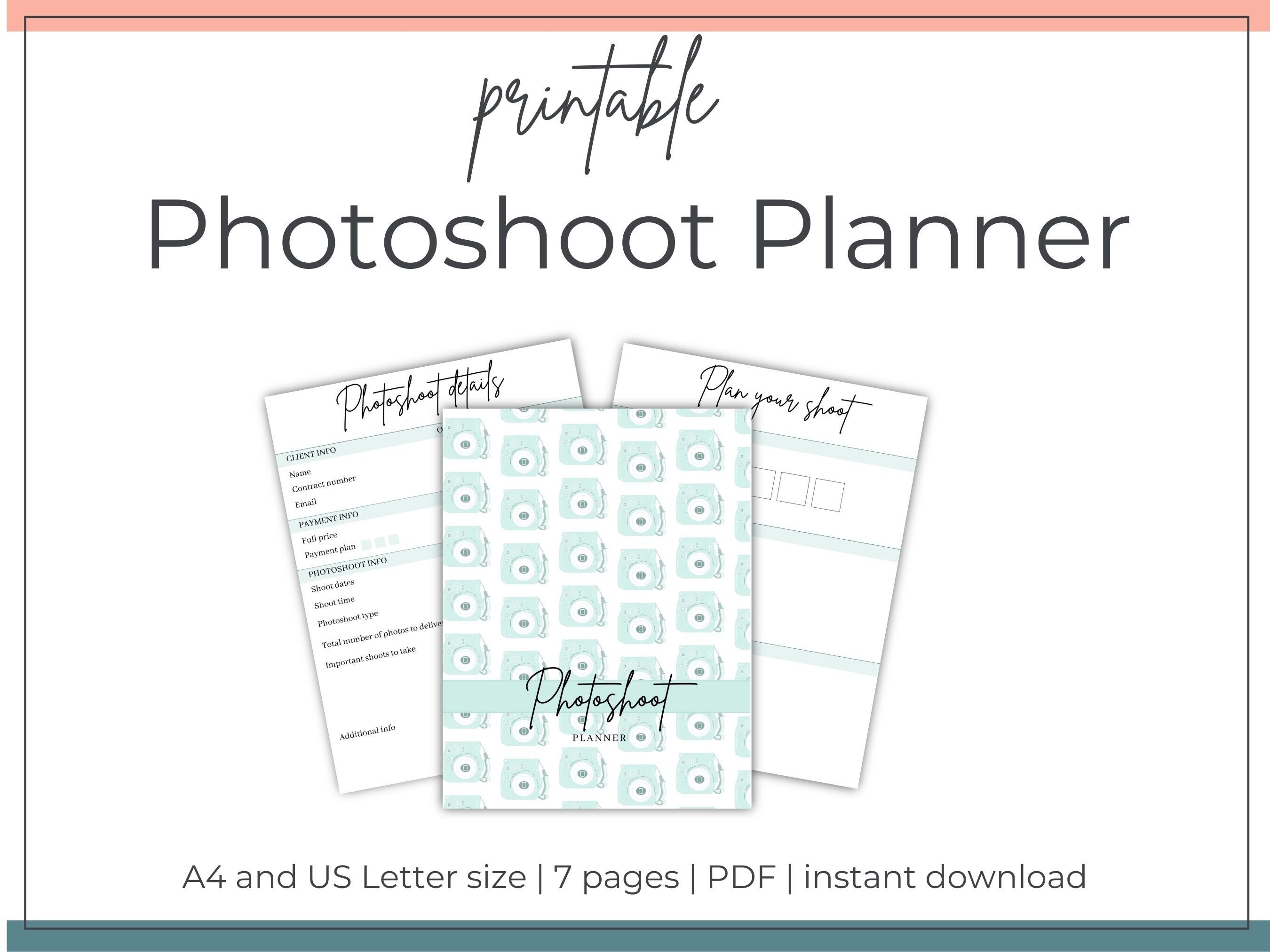 Printable Photoshoot Planner, Photoshoot Planner, Photography Planner