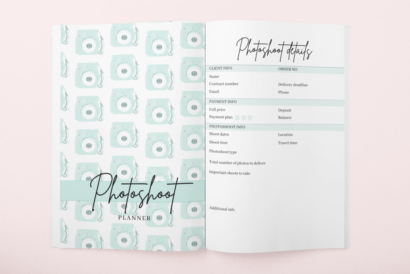 Printable Photoshoot Planner Photoshoot Planner Photography | Etsy