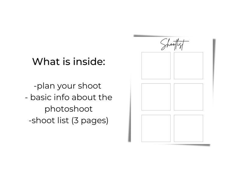 Printable Photoshoot Planner, Photoshoot Planner, Photography Planner ...