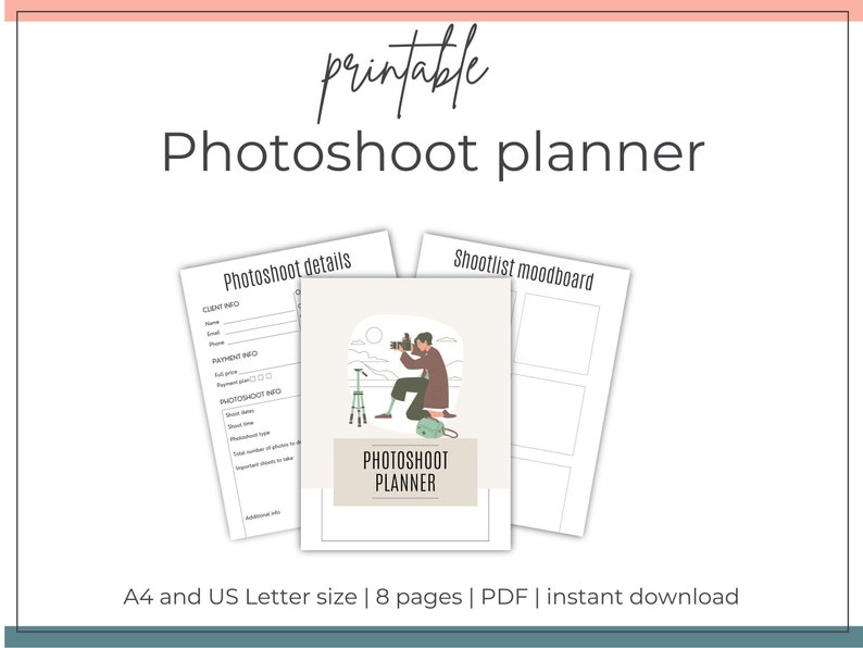 Photoshoot Planner Printable Download Portrait Fine Art - Etsy