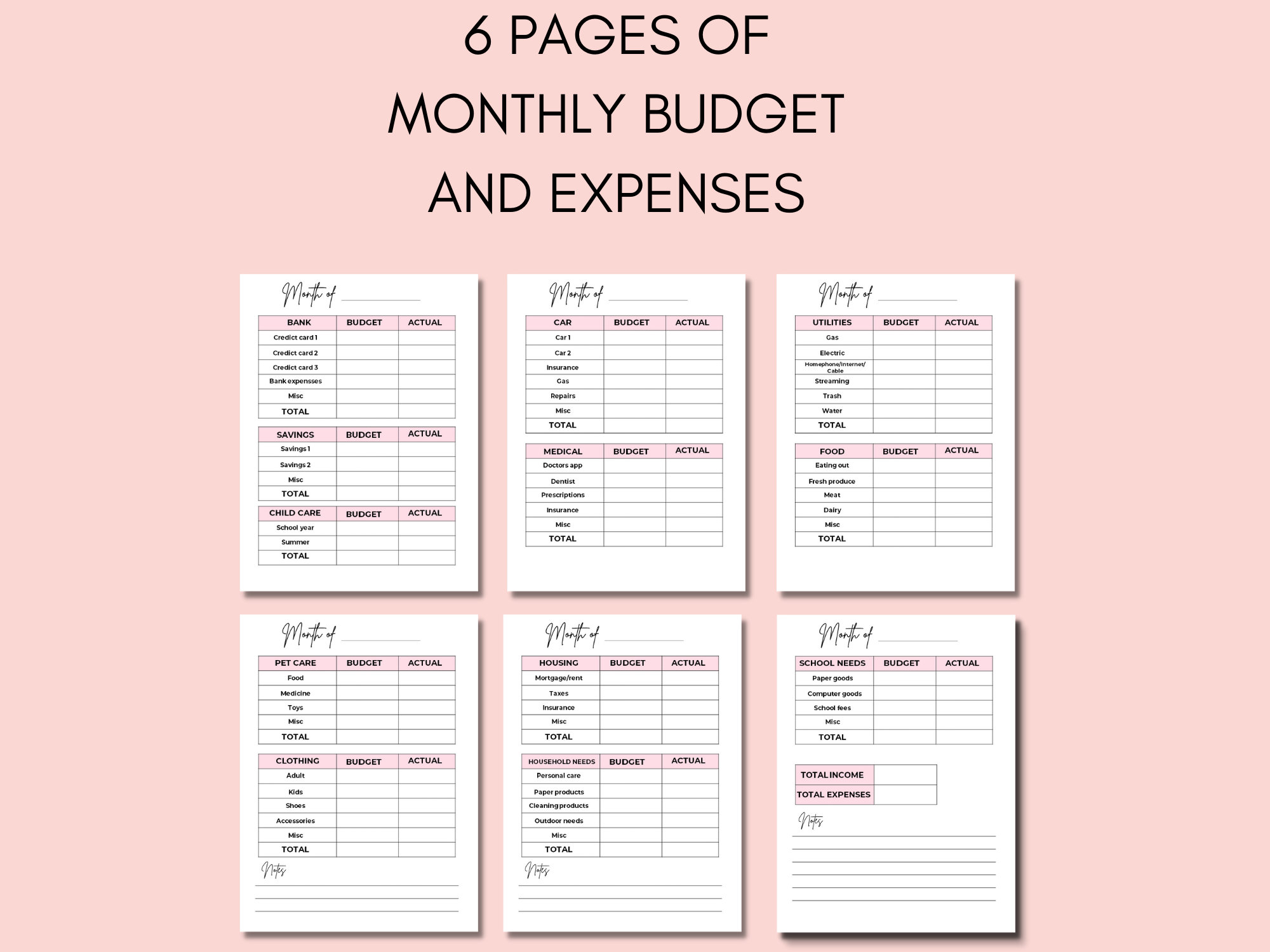 Free Printable Monthly Budget Log