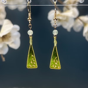 Handmade Colored Silk Velvet Earrings - Geometry series, dangle earrings, gradient, multiple colors available, holiday earrings gift for her