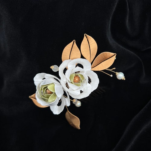 Silk Twining Floral Hair Comb, Decorative shops Comb - Rosa Chinensis, Bridal Hair Accessories, Hair Decorations for Special Moments and Events