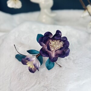 Novalis Rose - handmade colored silk velvet flower hair clip, bridal hair decoration, perfect hair accessories gift for her, Chinese hair