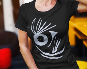 Abstraktes 'Big Smile' Grafik-T-Shirt: Unisex-T-Shirt aus Baumwolle und Polyester