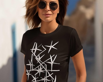 Abstraktes T-Shirt Starline | Handgezeichnetes künstlerisches Grafik-T-Shirt