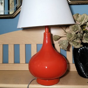 Safavieh, Glass Table Lamp, Vintage, Bright Orange, Lighting, Home Decor, Orange Glass