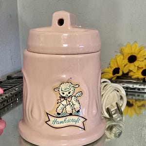 Calentador de biberones Hankscraft, vintage, mediados de siglo, era atómica, porcelana, vaporizador calentador de biberones de cerámica, fabricado en Canadá
