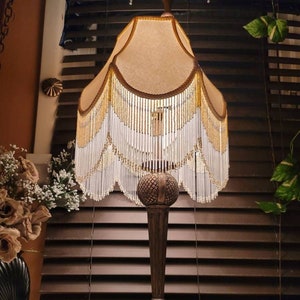 Victorian floor lamp with fringed shade top