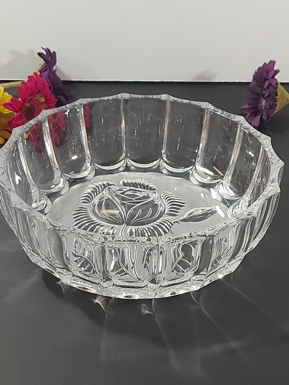 Mikasa Crystal Cut Glass Bowl Vintage Serving Dish Frosted Etsy