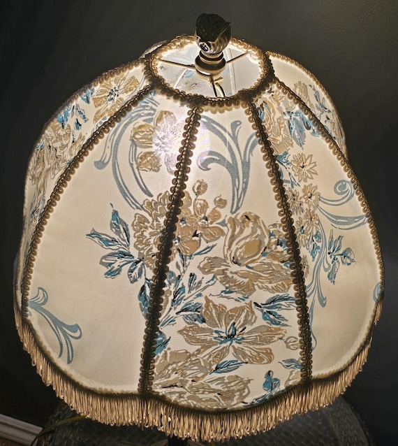Fringe Shade, Vintage, Lamp Shade, Silk Floral, Home Decor