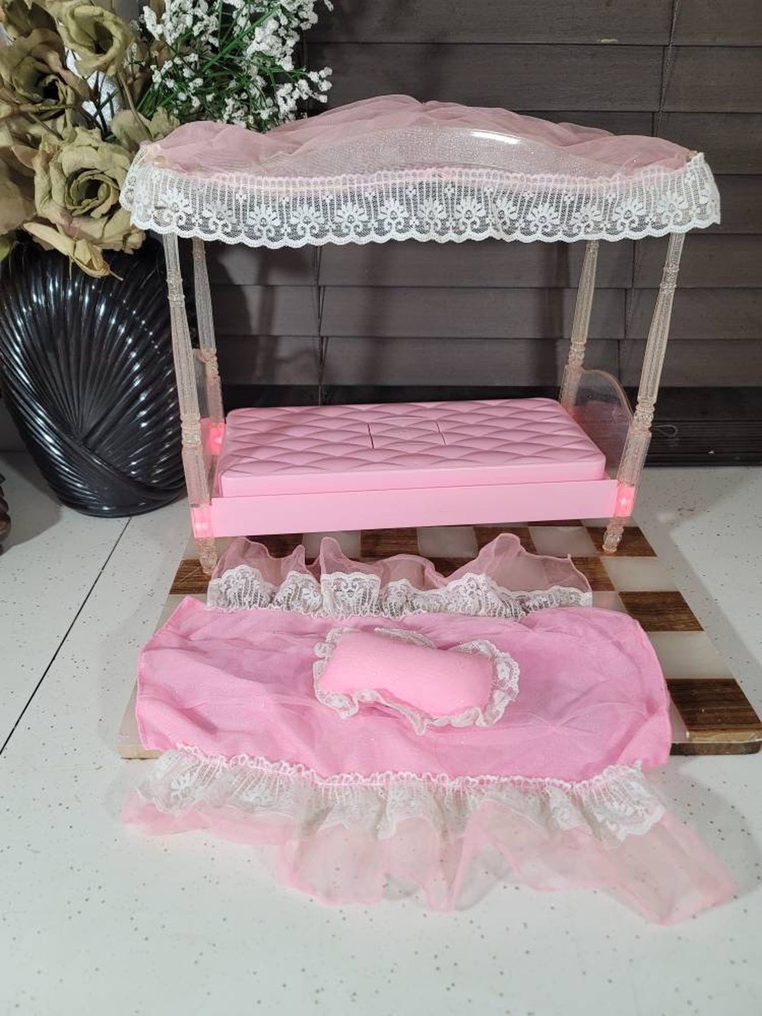 Barbie Bed Light up Barbie Barbie Canopy Bed Furniture Etsy
