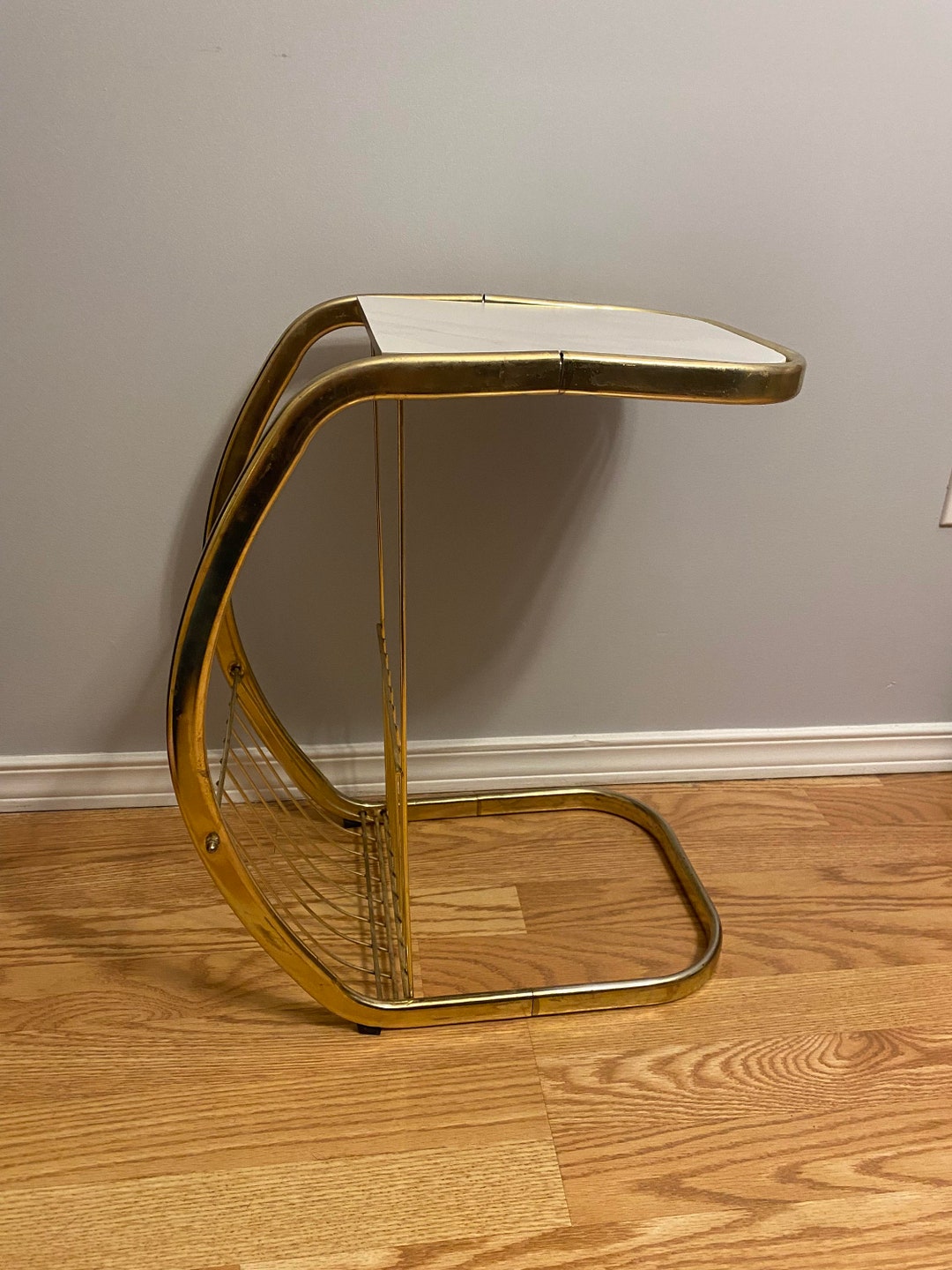 Brass&marble End Table, Magazine Rack, Hollywood Regency, Side, End ...