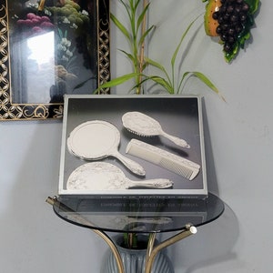 Vanity Set, Silver Plated Vanity Set,  Dressing Table Set, Vintage, Hairbrush, Hand Mirror, Comb, Dresser Decor,