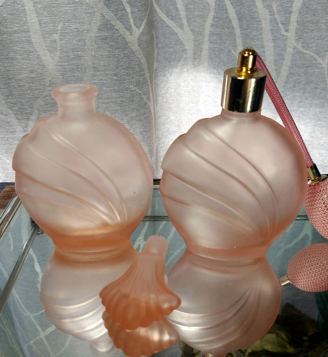 Depression Glass Perfume Bottles Pink Frosted Glass with ...