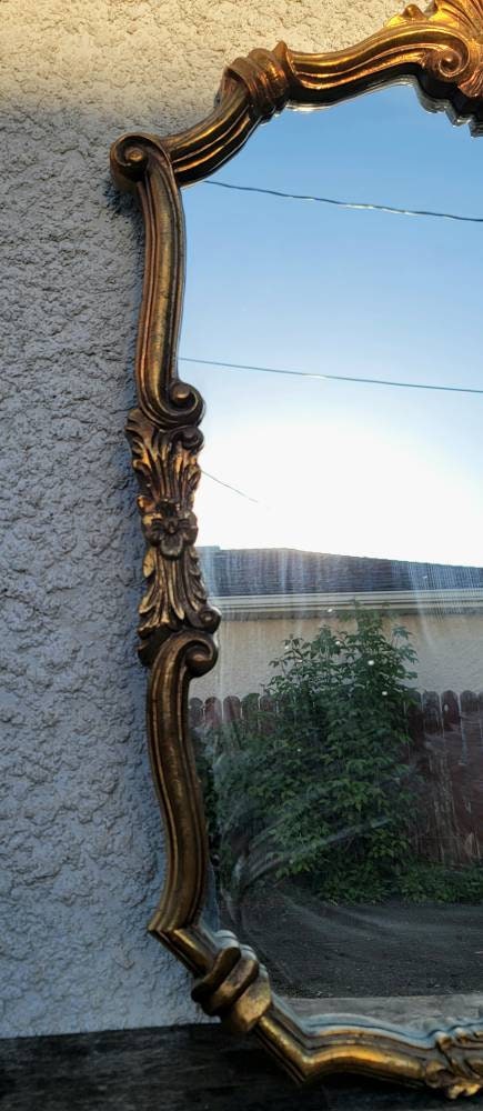 Groß, Gold verzierter Spiegel, GROß, Kunststoff, Hollywood, Regency,  Verzierte Bordüre, Wanddekor, Gold Spiegel, Wandbehang, Vintage/antik, -  .de