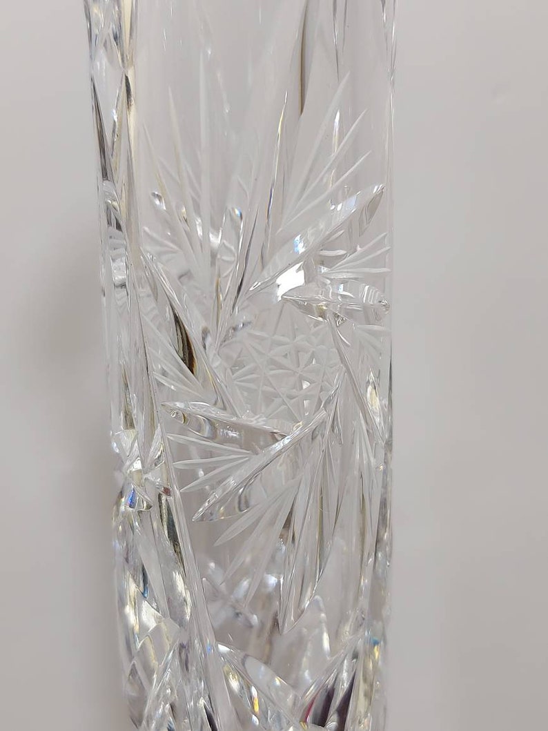 Pinwheel Crystal Vase Cut Crystal Glass Sparkling Home Decor Vintage Bud Vase
