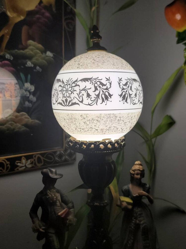 Victorian Table Lamp Globe Shade Solid Brass France Bisque Etsy Canada