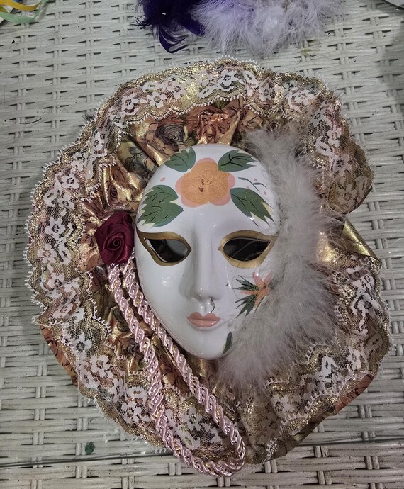 Vintage Hand-Painted Porcelain Clown Mask - Taiwan Wall Decor