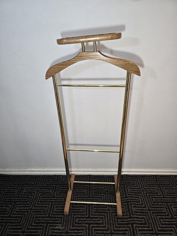 Gentlemens Valet, Messing und Holz, Butlers Valet, Vintage Valet, Kleidung, Aufbewahrung, Möbel, Diener, Holz Diener, Kleidung Organizer