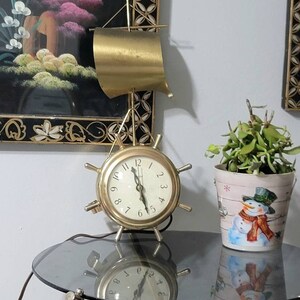 United Clock Corp., Brass Wall Clock, Ship Clock, Electric, Wall Decor,  Clock, Midcentury, Vintage Clock, Home Decor, Works,