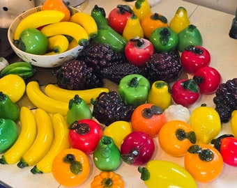 Glass Fruit, Vintage, Hand Blown Glass, Banana, Grape, Apple, Orange,  Table Centrepiece, Kitchen Decor, Home Decor,