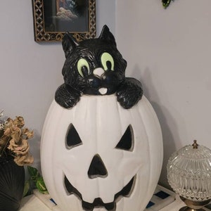 Blow Mold, Vintage, Pumpkin Blow Mold, Black Cat Blow Mold, Halloween, Yard Decor, Light Up Figure, Halloween Decor, Vintage Blow Mold,