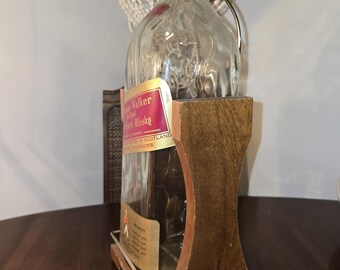 Johnnie Walker, Vintage, Glass Bottle With Wood Swing Stand, 19