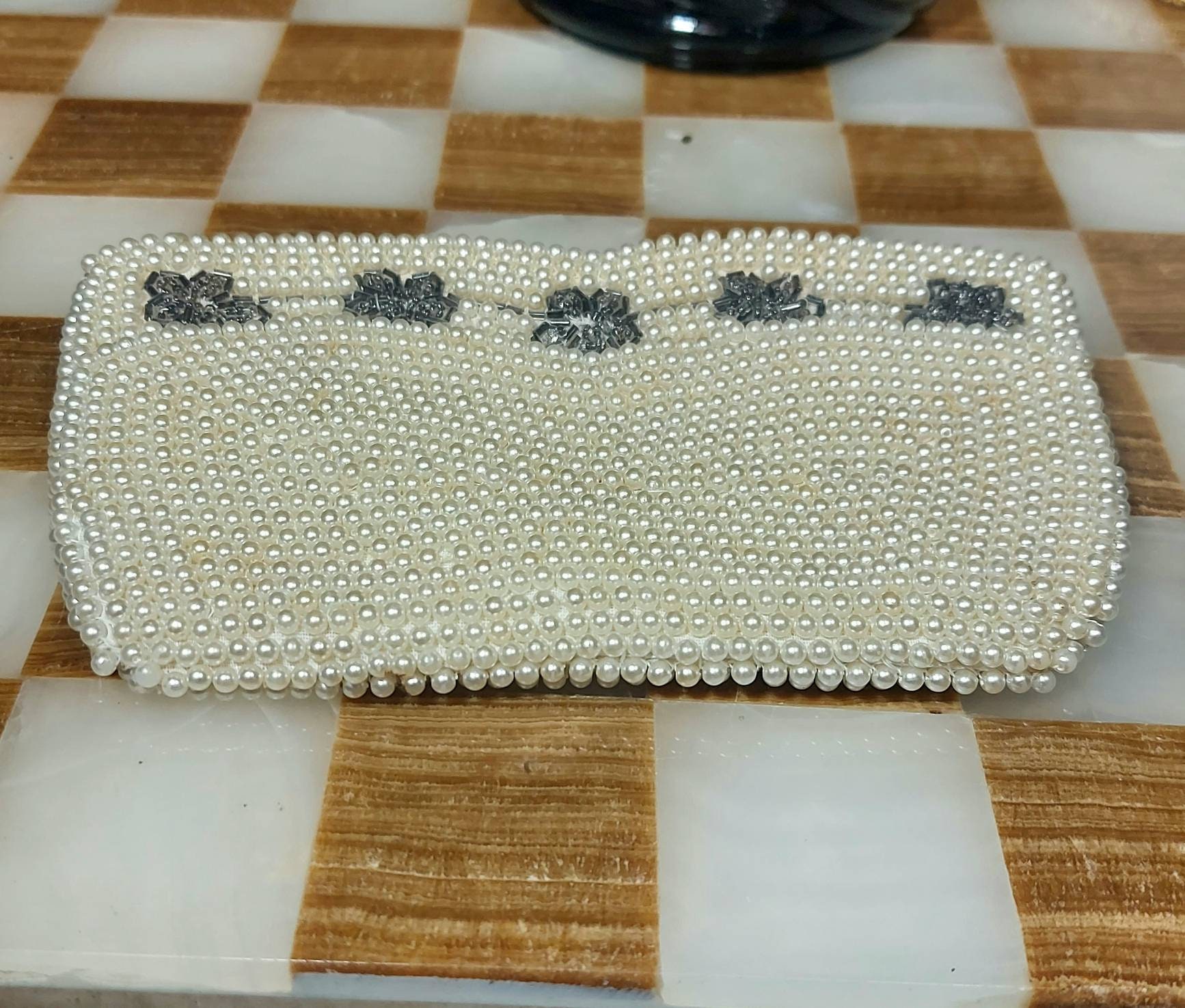 Hand Made Vintage Pearl Beaded Evening Bag