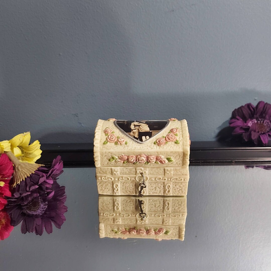 Porcelain Treasure Box, Vintage Treasure Chest, we've Only Just Begun