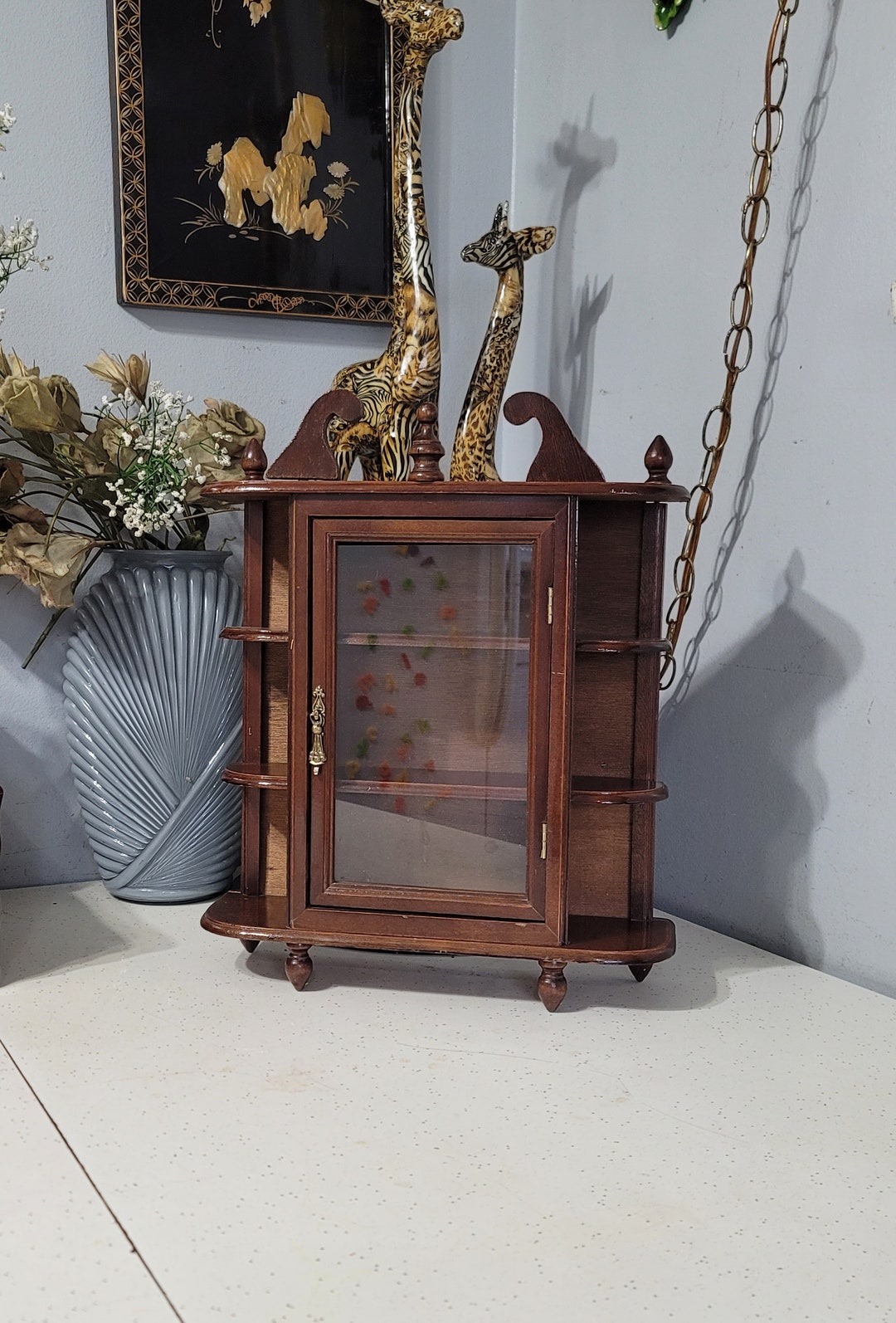 Cherry Wood & Glass Curio Miniatures Vintage Wood Etsy