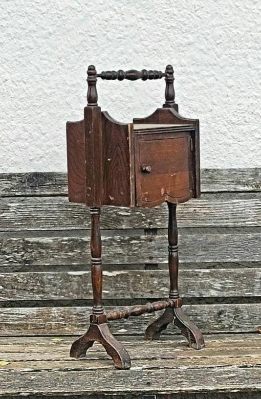 Bogson, Antique Smoking Stand, Smoke Table, End Table, Solid Wood
