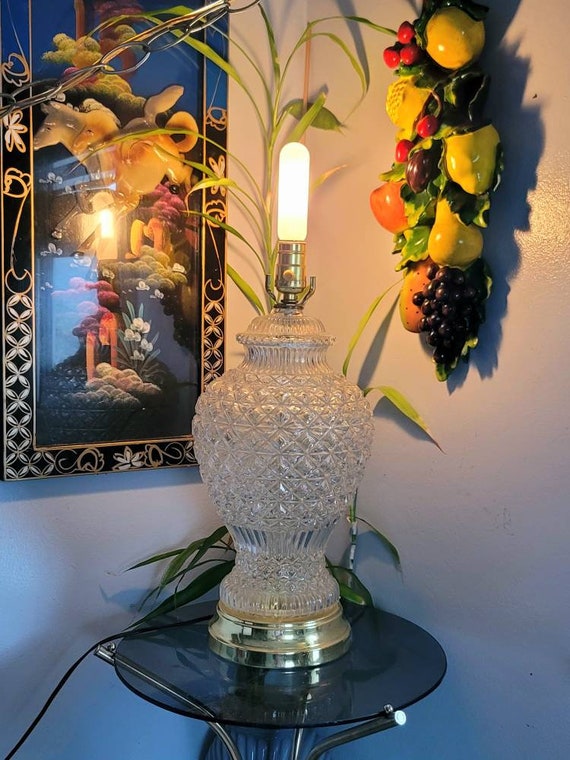 Large Crystal Lamp Vintage 80s Ginger Jar Vintage Table - Etsy Canada