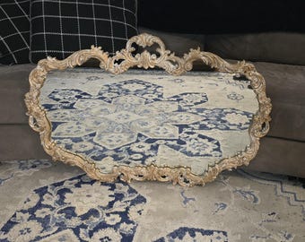 Wonder Glo, Wall Mirror, Large, Gold Mirror, Ornate Border, Wall Decor, Gold Mirror, Wall Hanging, Vintage/Antique,