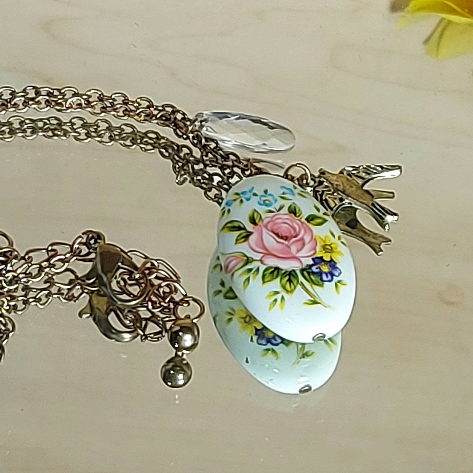 Porcelain Pendant Charm Necklace Vintage Jewelry Womens Etsy UK