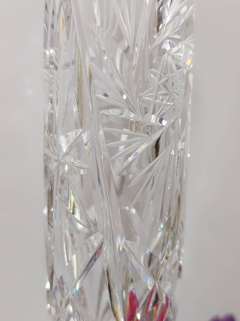 Pinwheel Crystal Vase Cut Crystal Glass Sparkling Home Decor Vintage Bud Vase