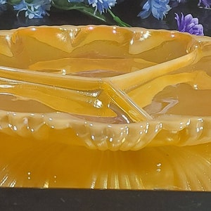 Fire King, Anchor Hocking, Peach Luster, Divider Plate, Vintage, Kitchenware,