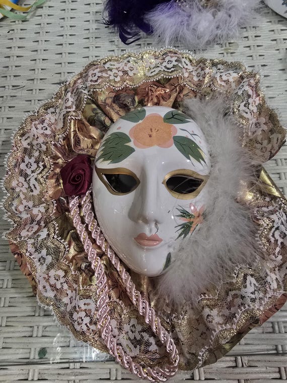 Vintage Hand-Painted Porcelain Clown Mask - Taiwan Wall Decor View 2