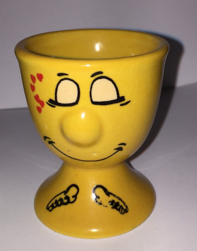 Aris Egg cups Vintage Funny Face Egg Holders Signed Etsy