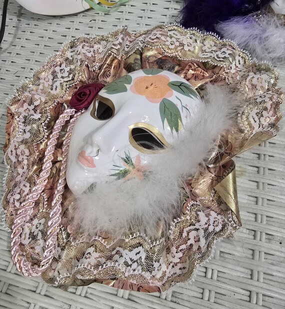 Vintage Hand-Painted Porcelain Clown Mask - Taiwan Wall Decor View 4