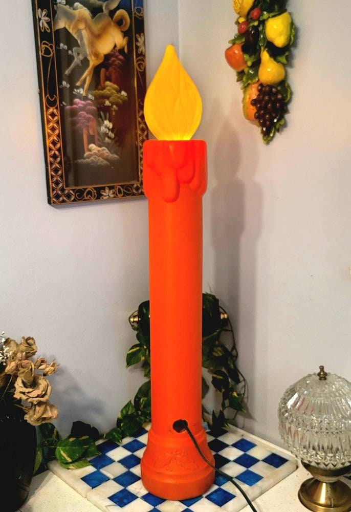 Candle Blow Mold, Vintage, 3 Feet Tall, NOEL, Blow Mold Candle