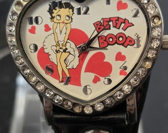 Vintage Betty Boop Wristwatch: Heart-shaped Rhinestone Bezel - Etsy