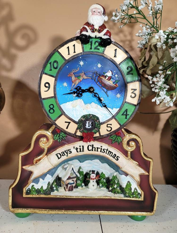 Christmas Countdown Clock, Vintage, Christmas Clock, Mantle Clock